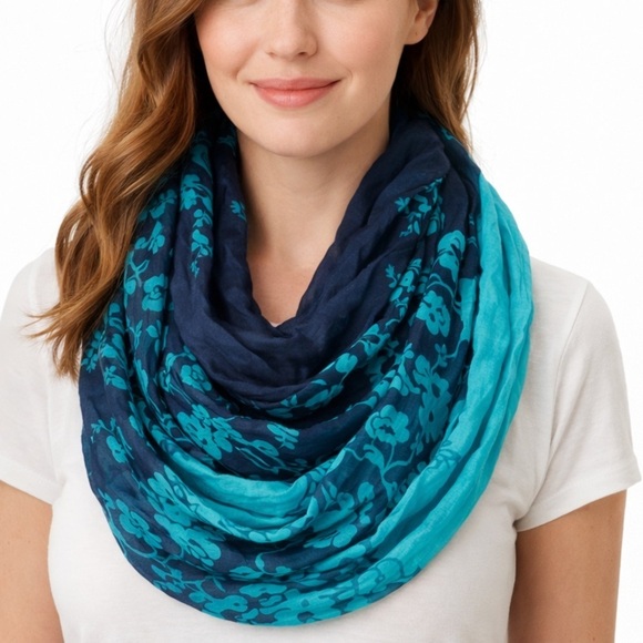 Accessories - Blue Floral Infinity Scarf